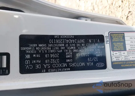 2020 Kia Forte Lxs from USA, damaged, VIN 3KPF24AD4LE206110